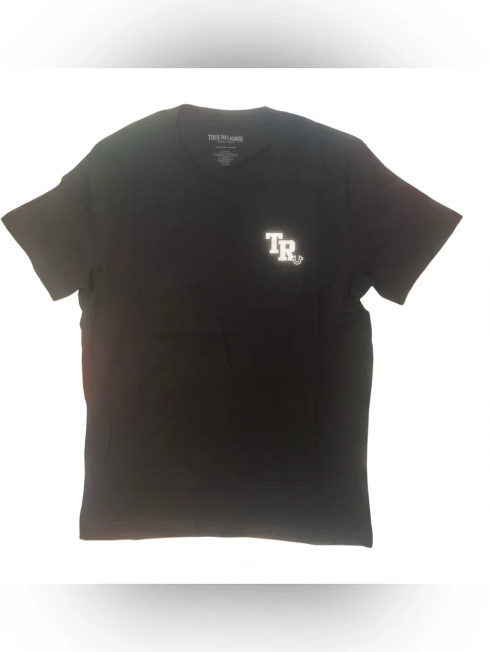 Sz Med True Religion Black Tee with White & Red Buddha Graphic